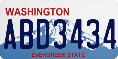 WA license plate ABD3434