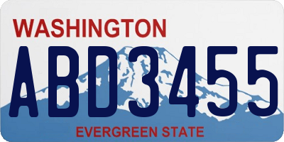 WA license plate ABD3455