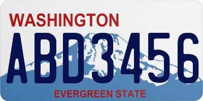 WA license plate ABD3456
