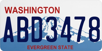 WA license plate ABD3478