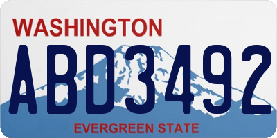 WA license plate ABD3492