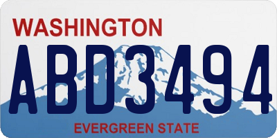 WA license plate ABD3494
