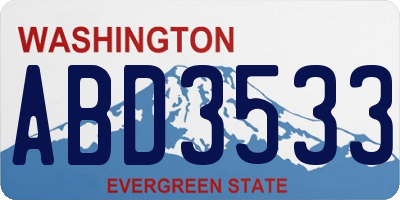 WA license plate ABD3533