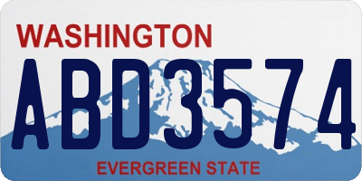 WA license plate ABD3574