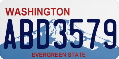 WA license plate ABD3579