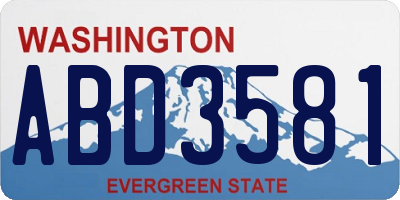 WA license plate ABD3581