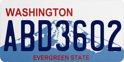 WA license plate ABD3602