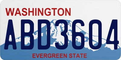 WA license plate ABD3604