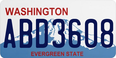 WA license plate ABD3608
