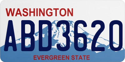 WA license plate ABD3620