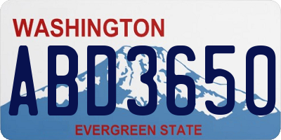 WA license plate ABD3650