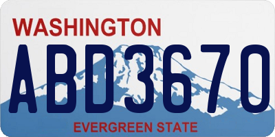 WA license plate ABD3670