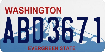 WA license plate ABD3671
