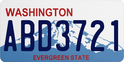 WA license plate ABD3721