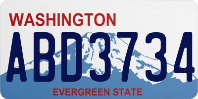 WA license plate ABD3734