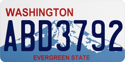 WA license plate ABD3792