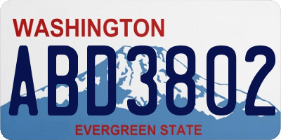 WA license plate ABD3802