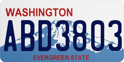 WA license plate ABD3803