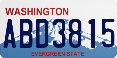 WA license plate ABD3815