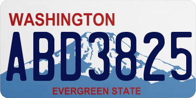 WA license plate ABD3825