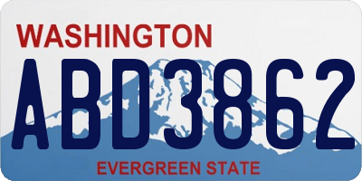WA license plate ABD3862