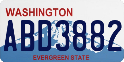 WA license plate ABD3882