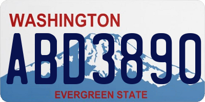 WA license plate ABD3890