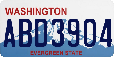 WA license plate ABD3904