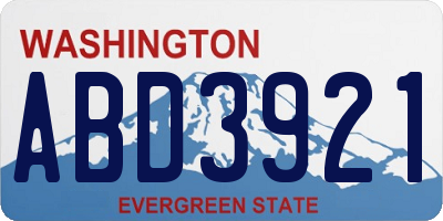 WA license plate ABD3921