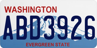WA license plate ABD3926