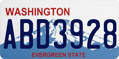 WA license plate ABD3928