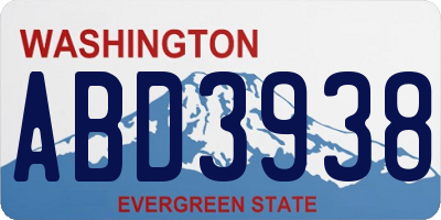 WA license plate ABD3938