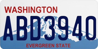 WA license plate ABD3940