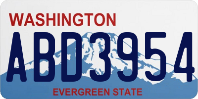 WA license plate ABD3954