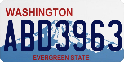 WA license plate ABD3963