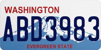 WA license plate ABD3983