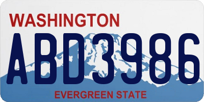 WA license plate ABD3986