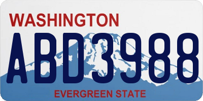 WA license plate ABD3988