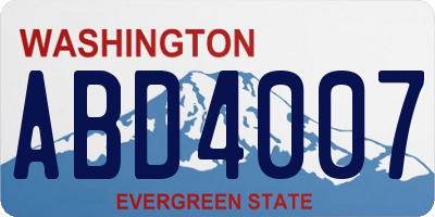 WA license plate ABD4007