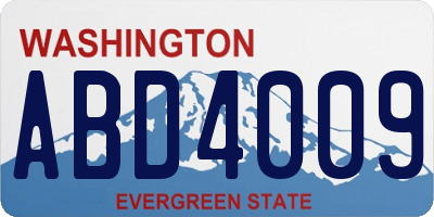 WA license plate ABD4009