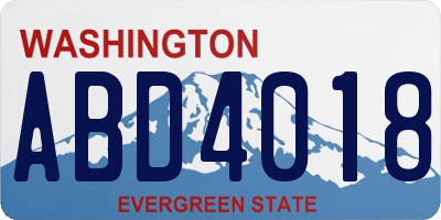 WA license plate ABD4018