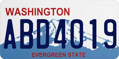 WA license plate ABD4019