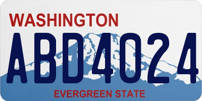 WA license plate ABD4024