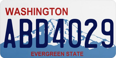 WA license plate ABD4029