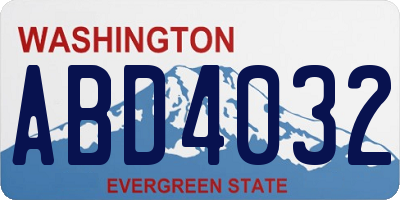 WA license plate ABD4032