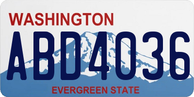 WA license plate ABD4036