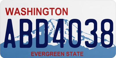 WA license plate ABD4038