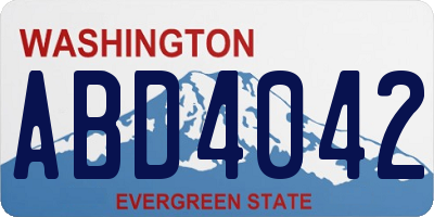WA license plate ABD4042