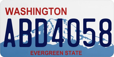 WA license plate ABD4058
