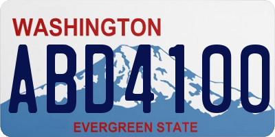 WA license plate ABD4100